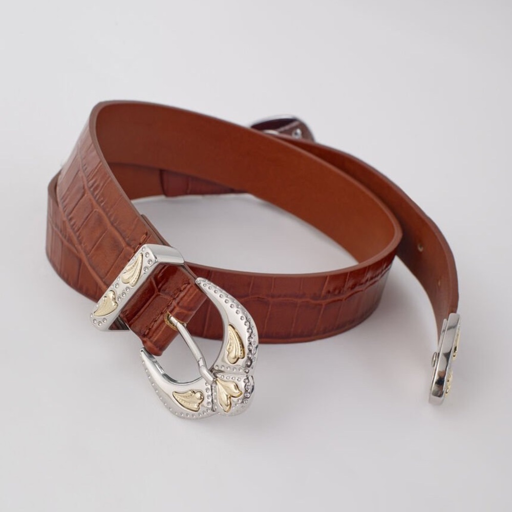 Maje Double Buckle Belt Cognac Brown Size 2/ Medium